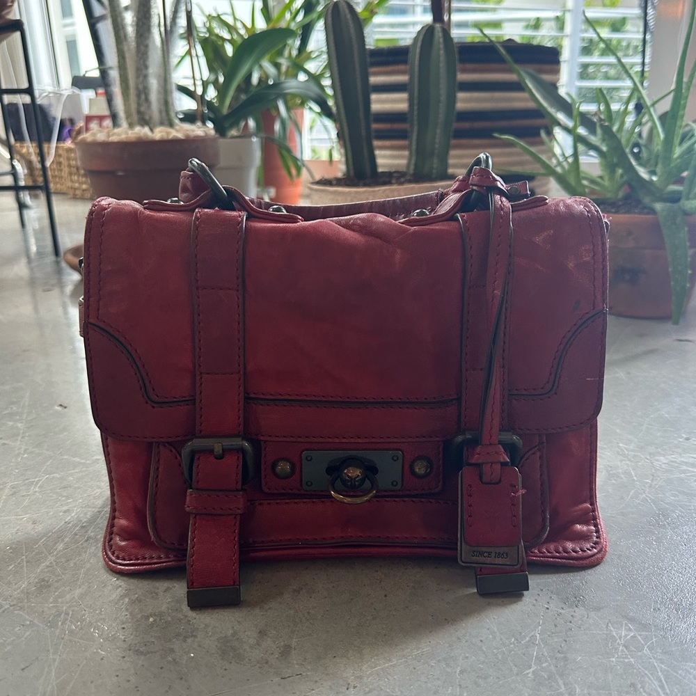 Red Leather Frye Crossbody
